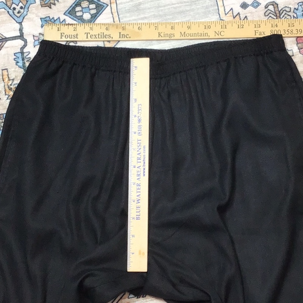 🖤 Field Manor Elegant Black Silk Blend Beaded Hem Pants with Pockets Sz.M - Picture 6 of 10